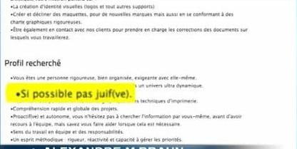 si possible pas juif l'auteur de l'annonce viré et son patron ???