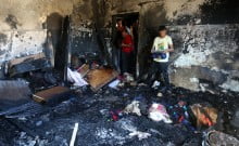 un bébé brulé palestinien incendie criminelle en cis-jordanie