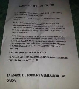 tract de Bobigny l'affaire de Linda Benakouche 