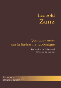 Leopold Zunz quelques mots sur la littérature rabbinique