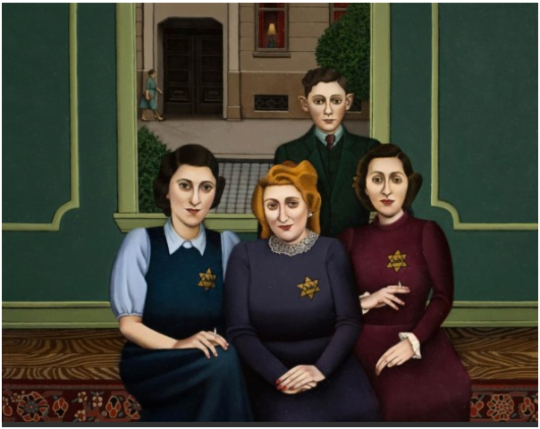 Portrait d’une famille juive portant l’Etoile jaune et regardant passivement le spectateur