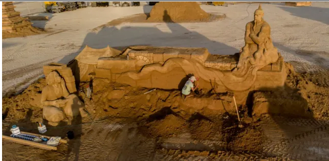 Genie de Aladin sculpture de sable 