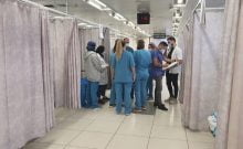 Un service au centre médical Hillel Yaffe, le 14 octobre 2021, alors que le personnel essaie de se débrouiller sans systèmes informatiques réguliers. (Courtoisie : Centre médical Hillel Yaffe)