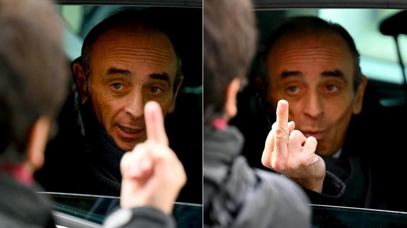 échange de doigt d'honneur avec une passante et Eric Zemmour