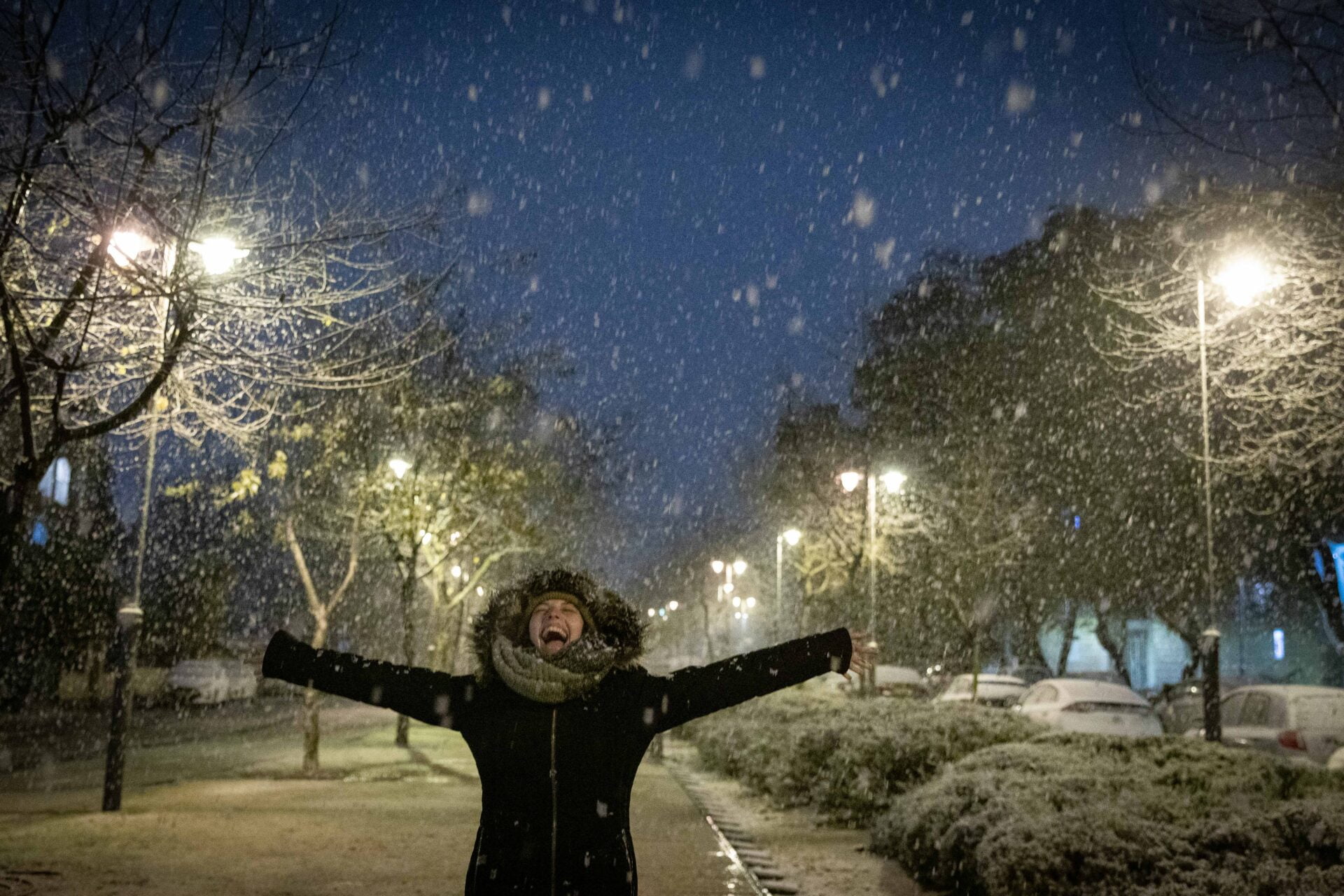 La neige tombe à Jérusalem alors que la tempête Elpis frappe tout le pays, le 26 janvier 2022. Photo de Noam Revkin Fenton/Flash90
