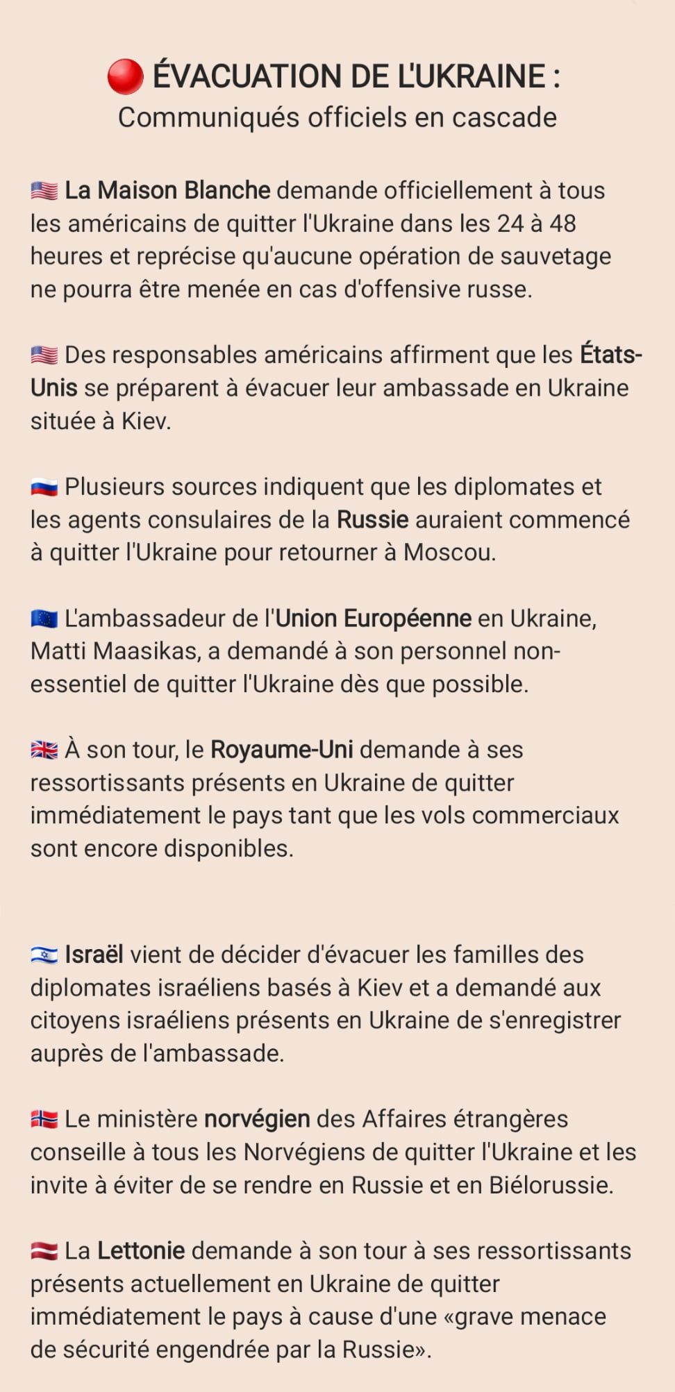 Invasion russe imminente : évacuation de l'Ukraine