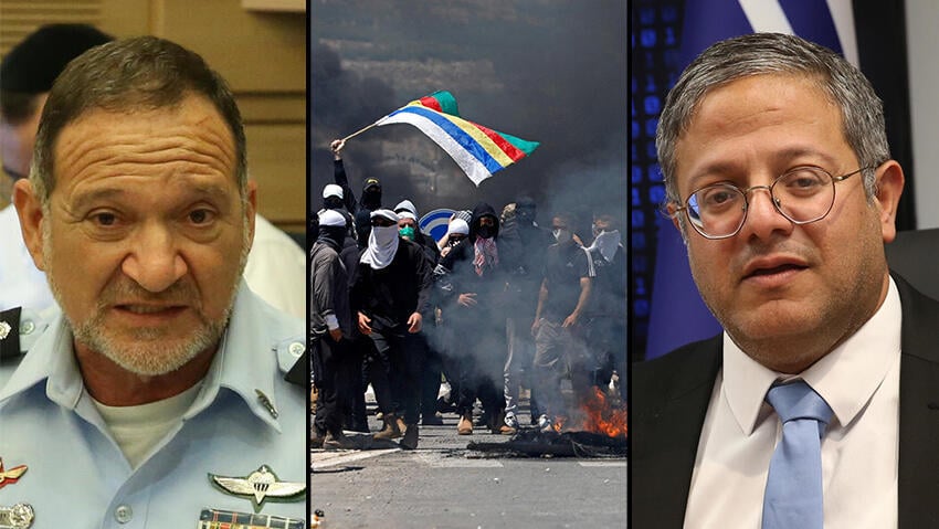 La force du vent des éoliennes et la force de la police israélienne dans le Golan
