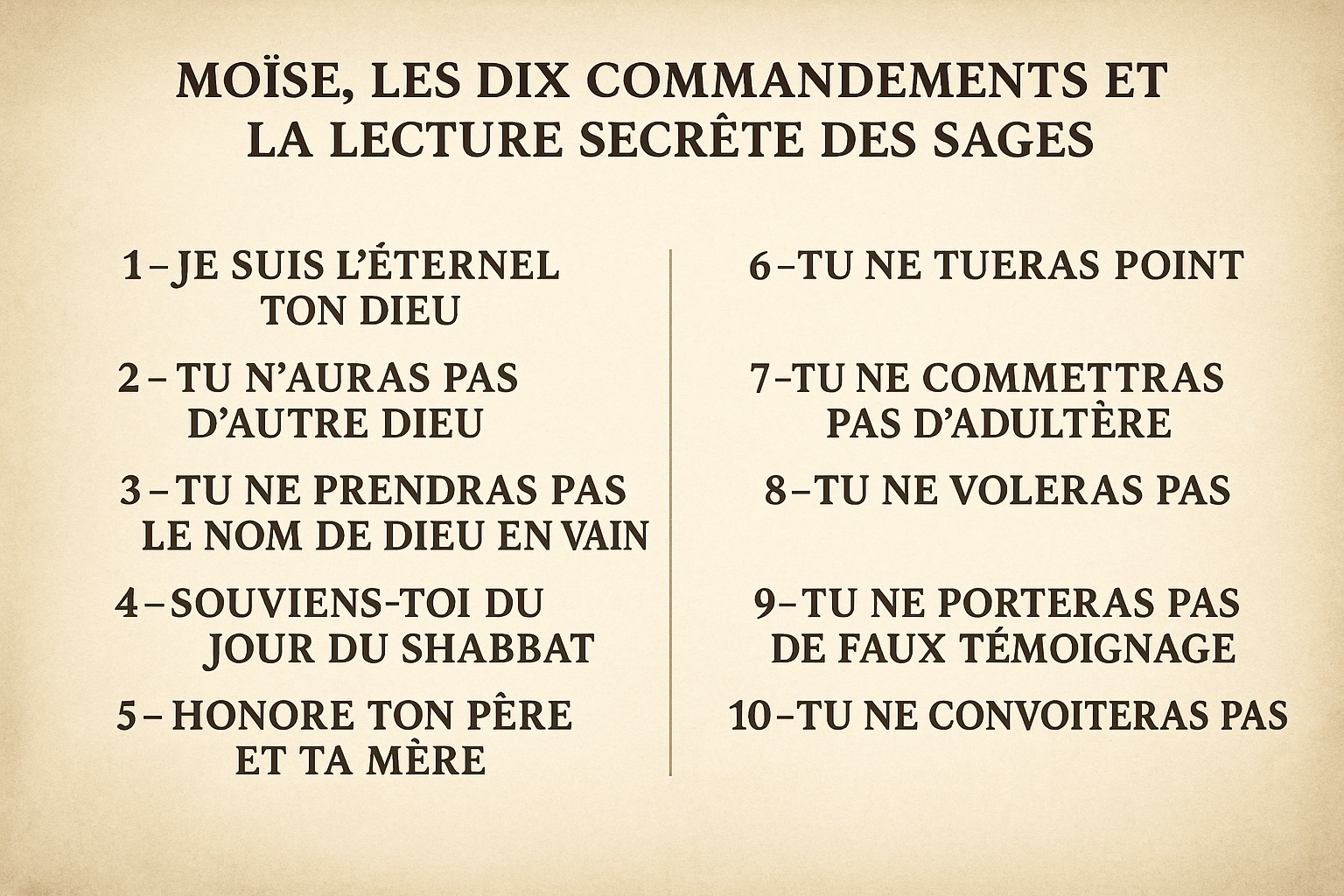Moïse, les Dix Commandements et la lecture secrète des Sages : quand le ciel épouse la terre