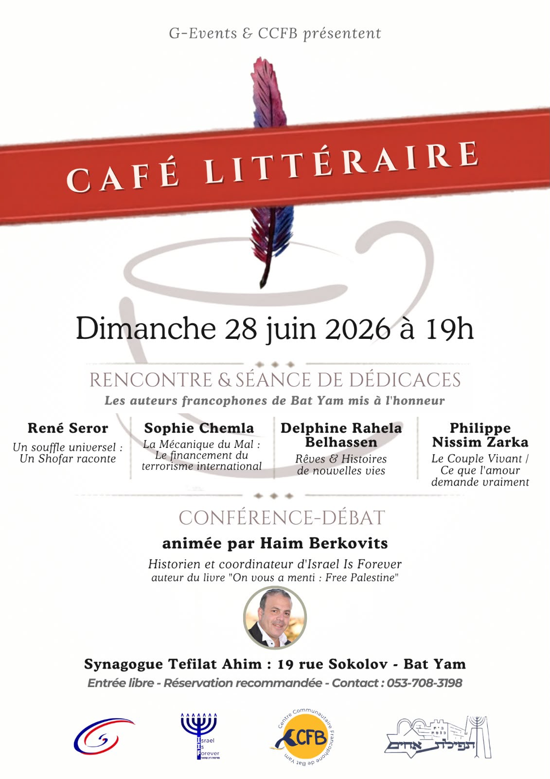 Bat Yam, ville de culture et de littérature francophone : café littéraire d'exception