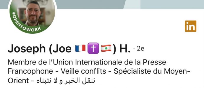 Joseph H. relaie sur LinkedIn une fausse « guerre antifa contre les catholiques » financée par Israël