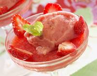 Dessert : Gelée de fraise et son sorbet