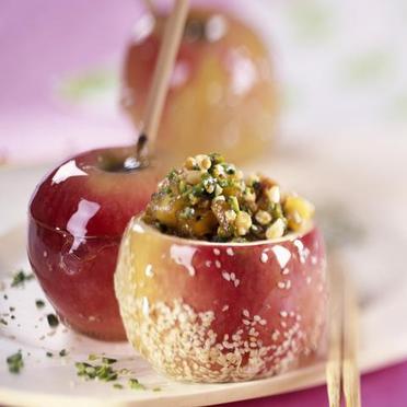 Dessert : Pommes à la vanille et pistaches