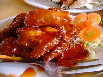 Plat : Cuisses de poulet rôties à l'aigre-douce