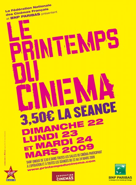 Printemps du cinéma : 3,50E la place